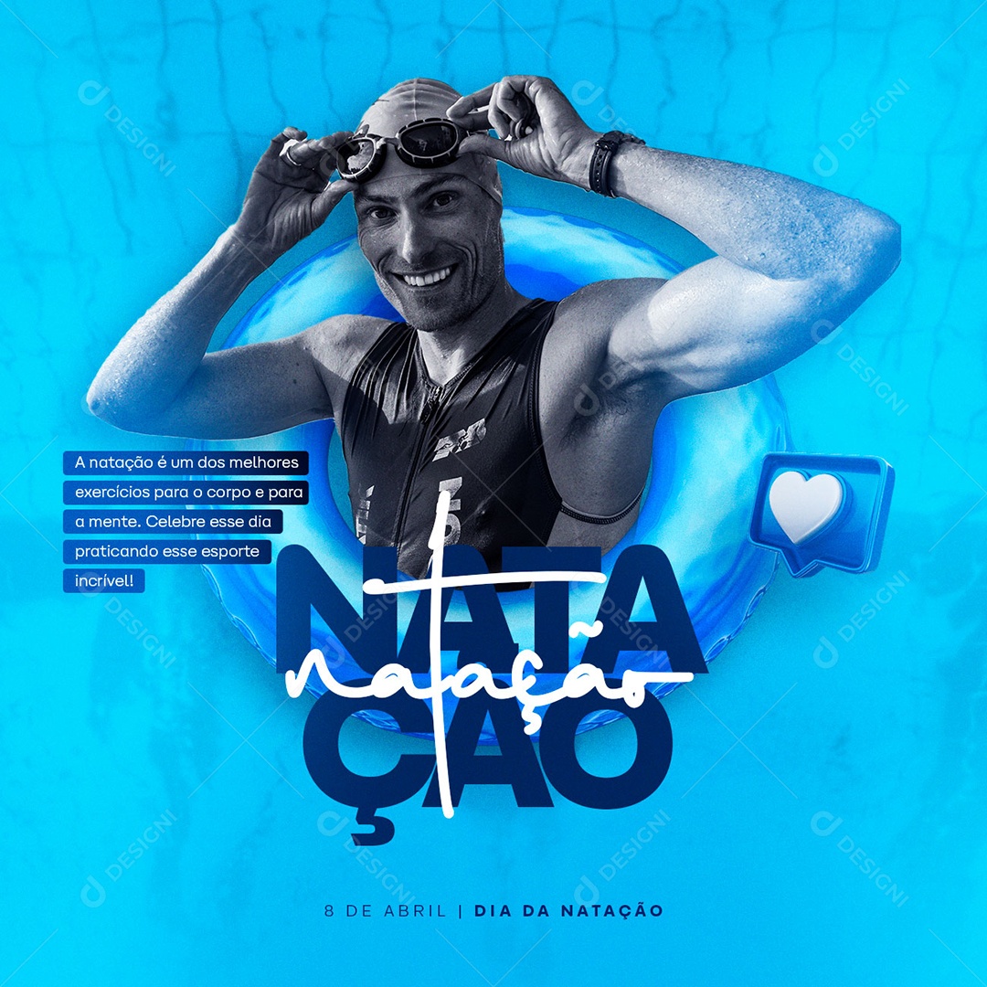 A Natação É Um Dos Melhores Exercícios Para O Corpo E Para A Mente Dia Da Natação Social Media PSD Editável