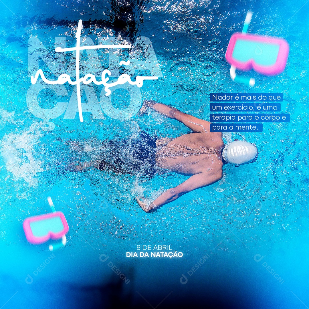 Nadar É Mais Do Que Um Exercício É Uma Terapia Dia Da Natação Social Media PSD Editável