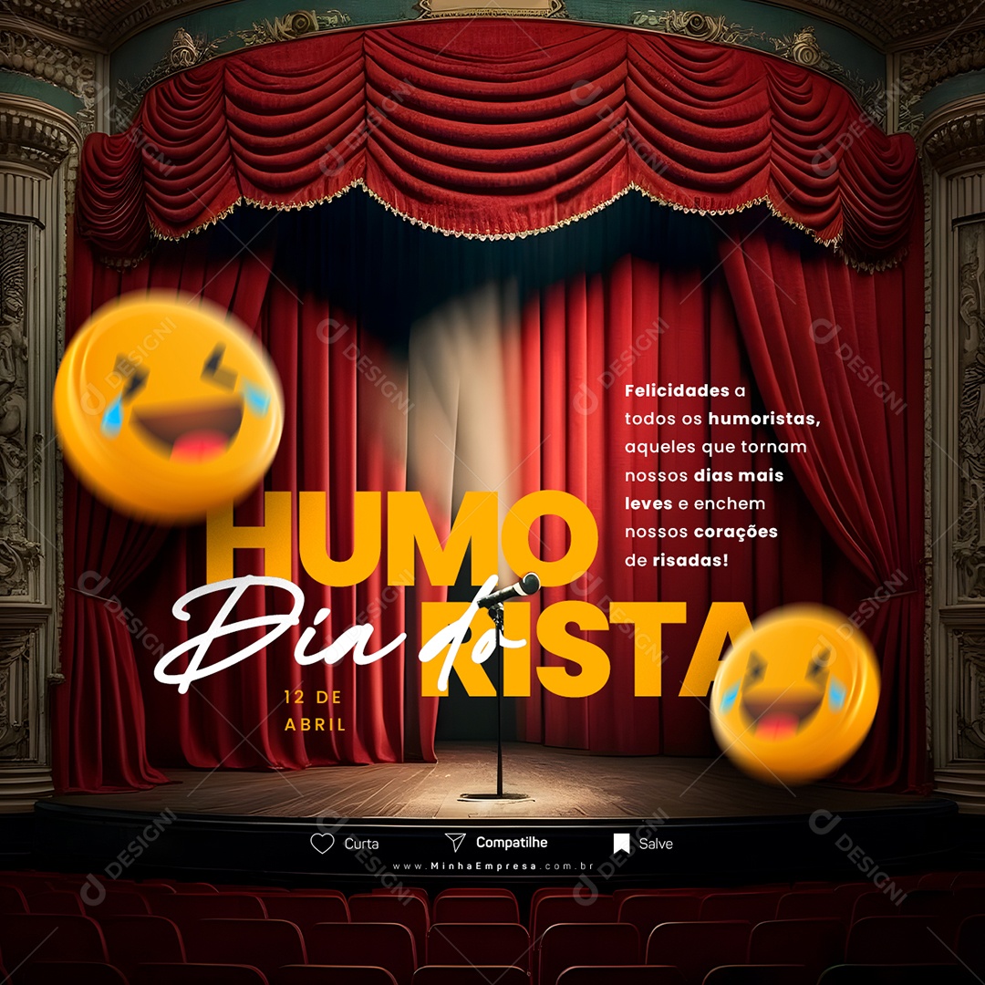 Felicidades A Todos Os Humoristas 12 De Abril Dia Do Humorista Social Media PSD Editável