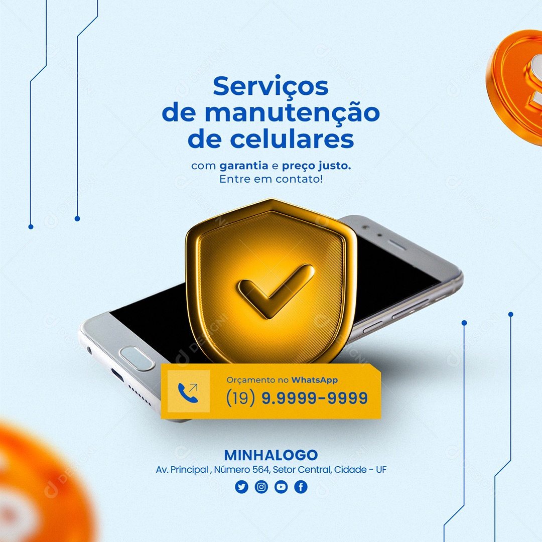 Serviços De Manutenção De Celulares Assistência Técnica Social Media PSD Editável