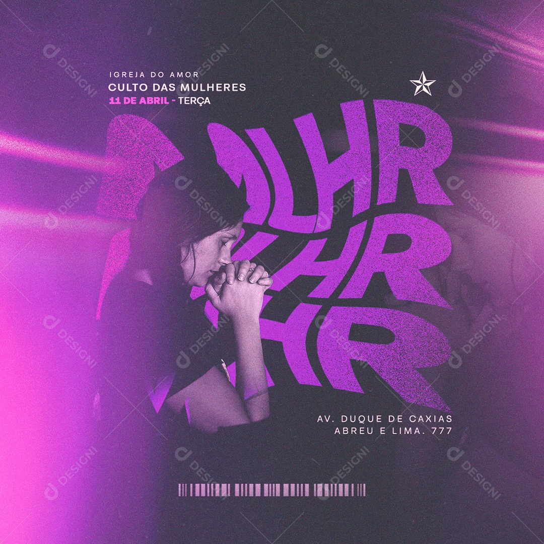 Igreja Do Amor Culto Das Mulheres Gospel Social Media PSD Editável