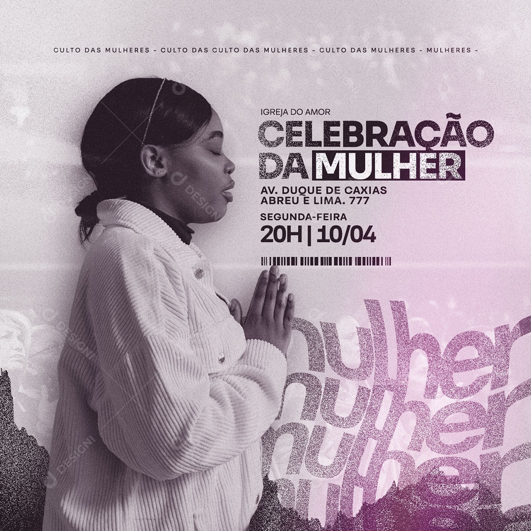 Igreja Do Amor Celebração Da Mulher Culto Gospel Social Media PSD Editável