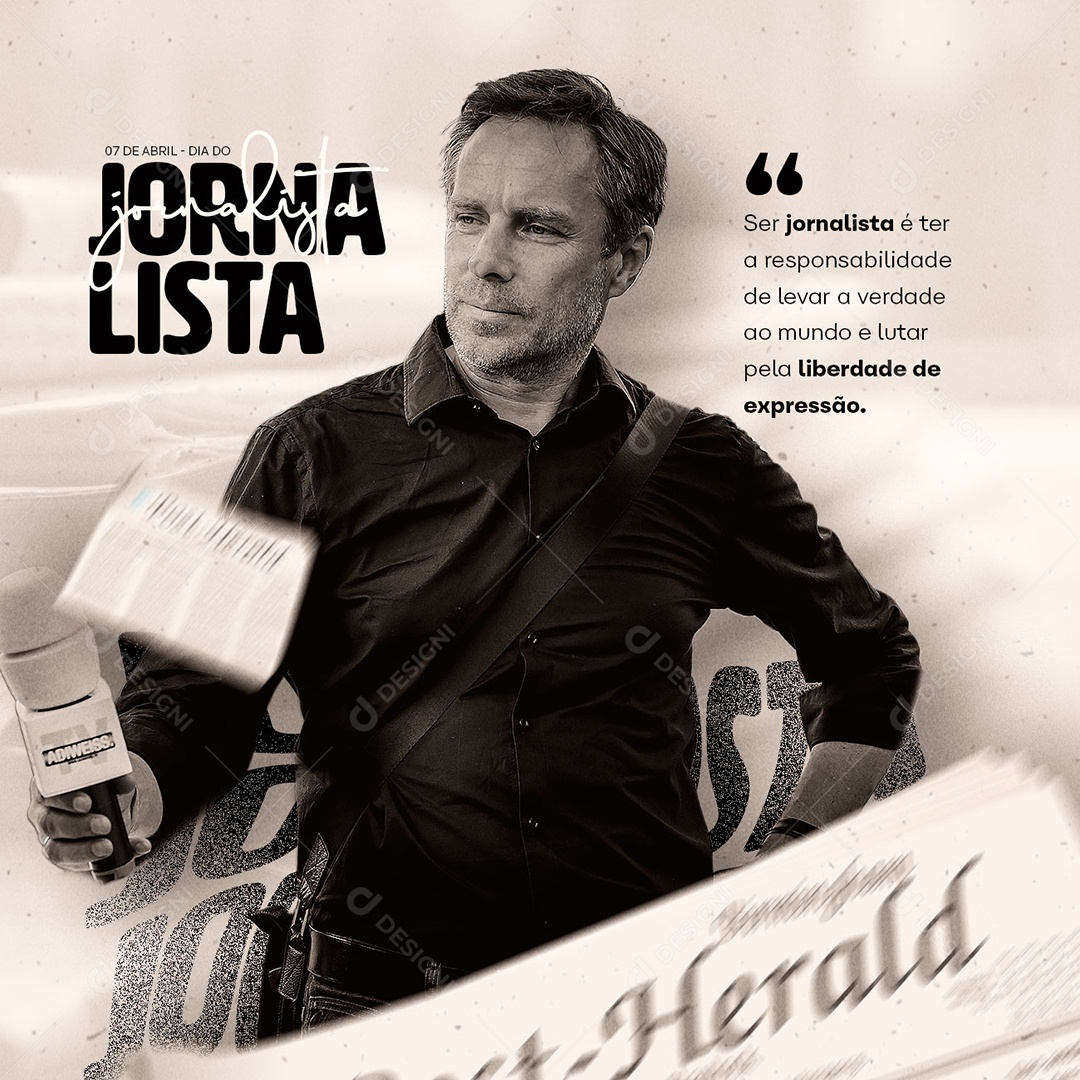 Dia Do Jornalista 7 De Abril Social Media PSD Editável