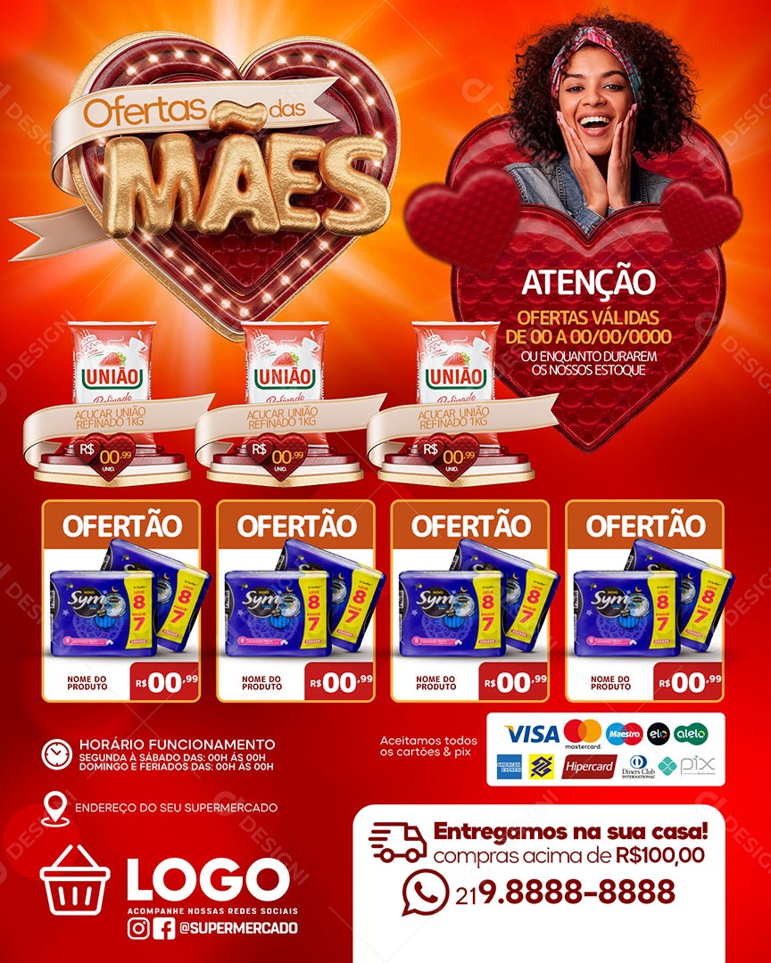 Encarte Promoção Das Mães Produto 00,99 Supermercado Social Media PSD Editável