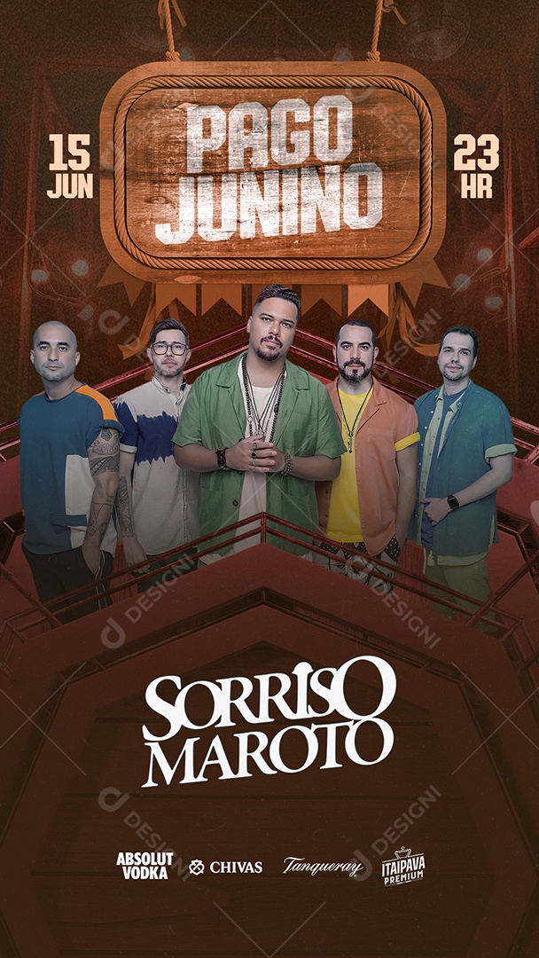 Story Pago Junino Flyer Sorriso Maroto Social Media PSD Editável