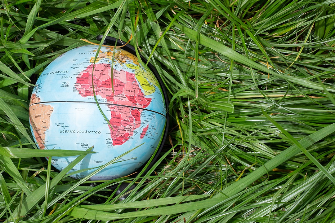 Globo da terra na grama verde mostrando África dia da terra