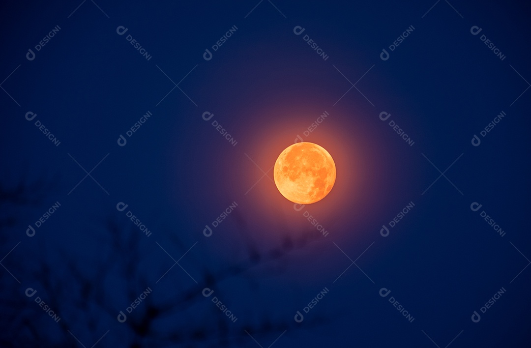 Linda lua céu escurecendo