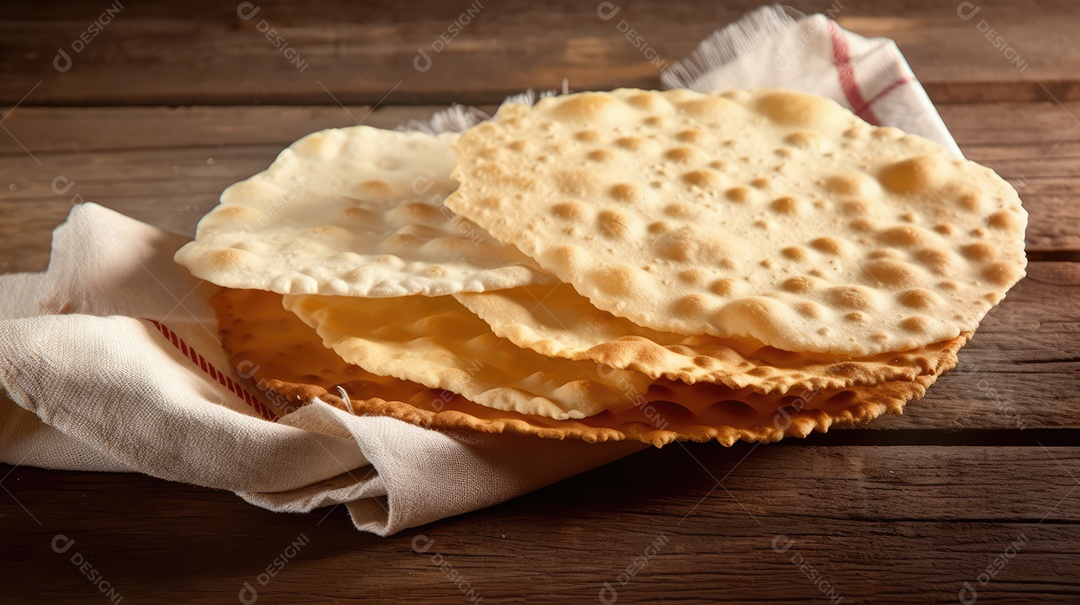 Matzos de celebração da Páscoa com matzo matzo tradicional pão judeu em fundo rústico