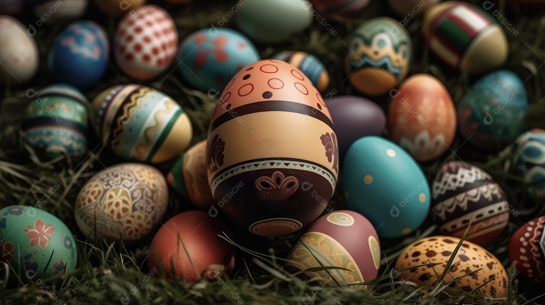 Ovos de Páscoa pequenos de chocolate ao leite embrulhados em papel colorido brilhante