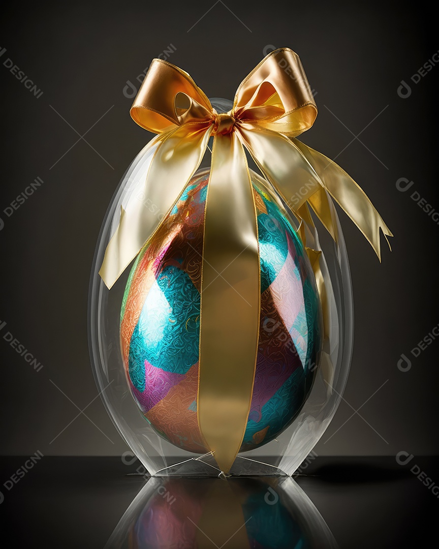 Ovo de Páscoa de chocolate ao leite embrulhado em papel colorido brilhante