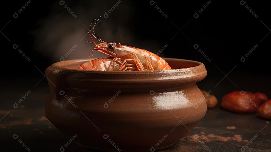 Creme de Mandioca e Camarão. Prato típico da comida brasileira da Bahia chamado Bobó Camarão