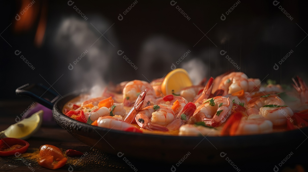 Creme de Mandioca e Camarão. Prato típico da comida brasileira da Bahia chamado Bobó Camarão