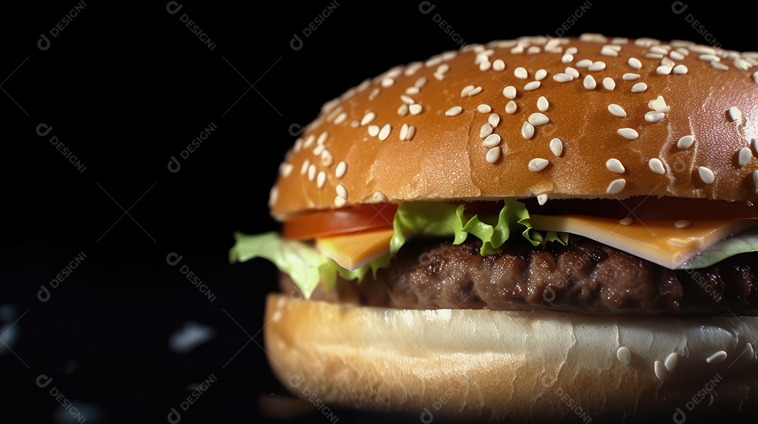 Saboroso hambúrguer sobre uma mesa de madeira