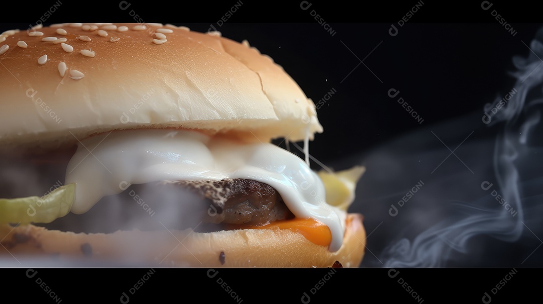 Saboroso hambúrguer sobre uma mesa de madeira