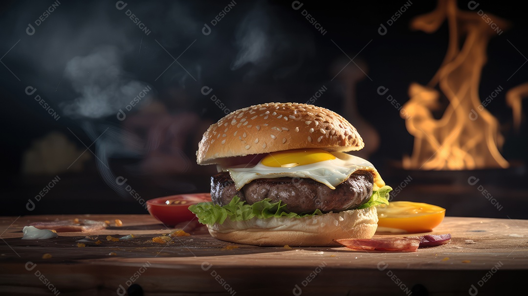 Delicioso hambúrguer caseiro sobre fundo isolado