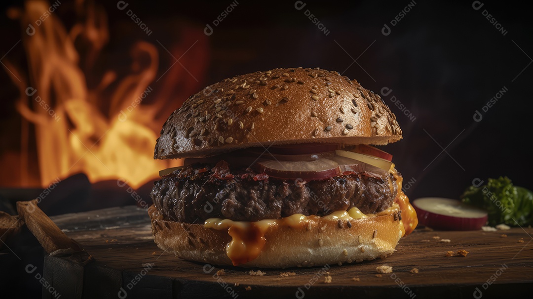 Saboroso hambúrguer sobre fundo isolado