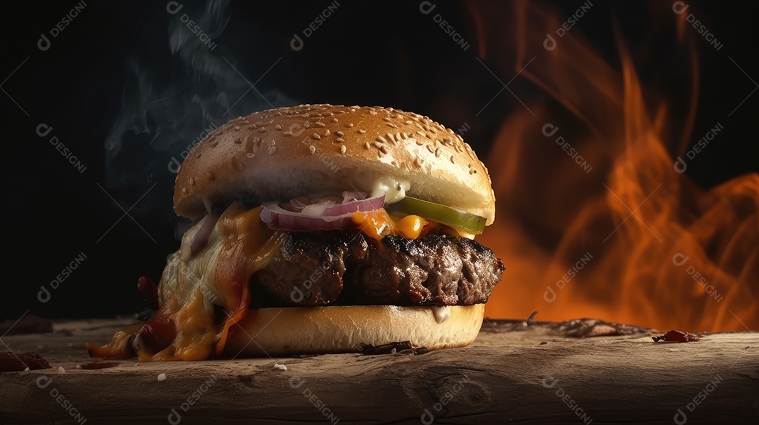 Saboroso hambúrguer sobre fundo isolado