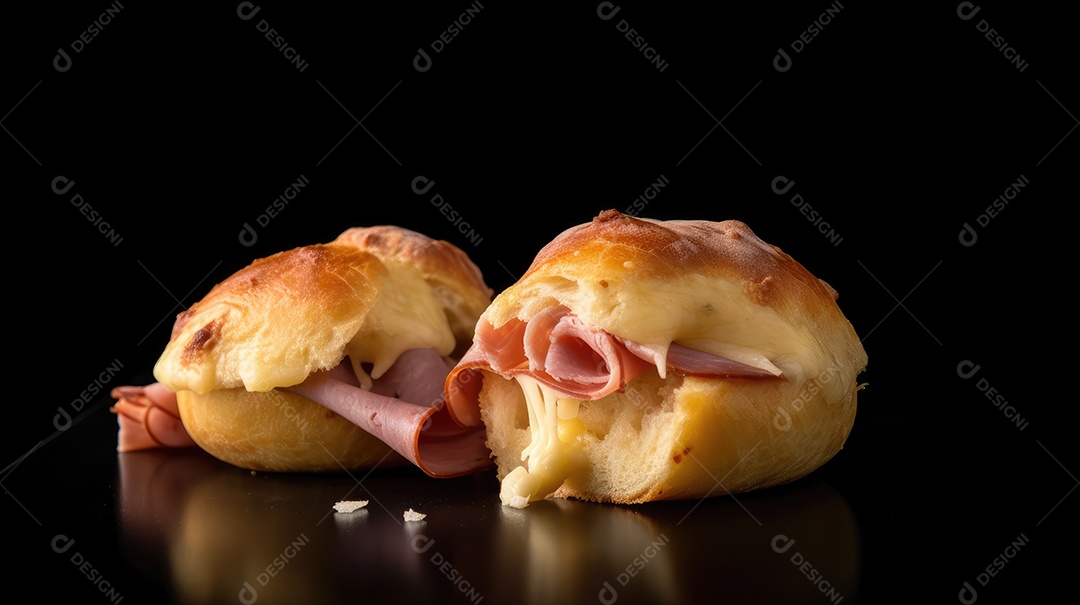 Um delicioso sanduíche tradicional de queijo e presunto no café da manhã e lanche da tarde