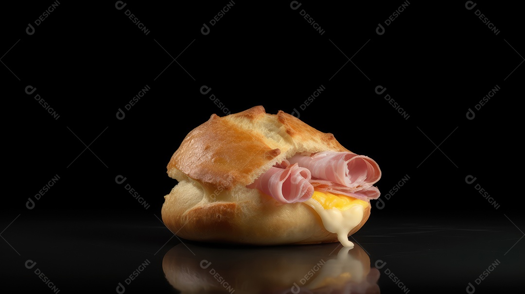 Um delicioso sanduíche tradicional de queijo e presunto no café da manhã e lanche da tarde