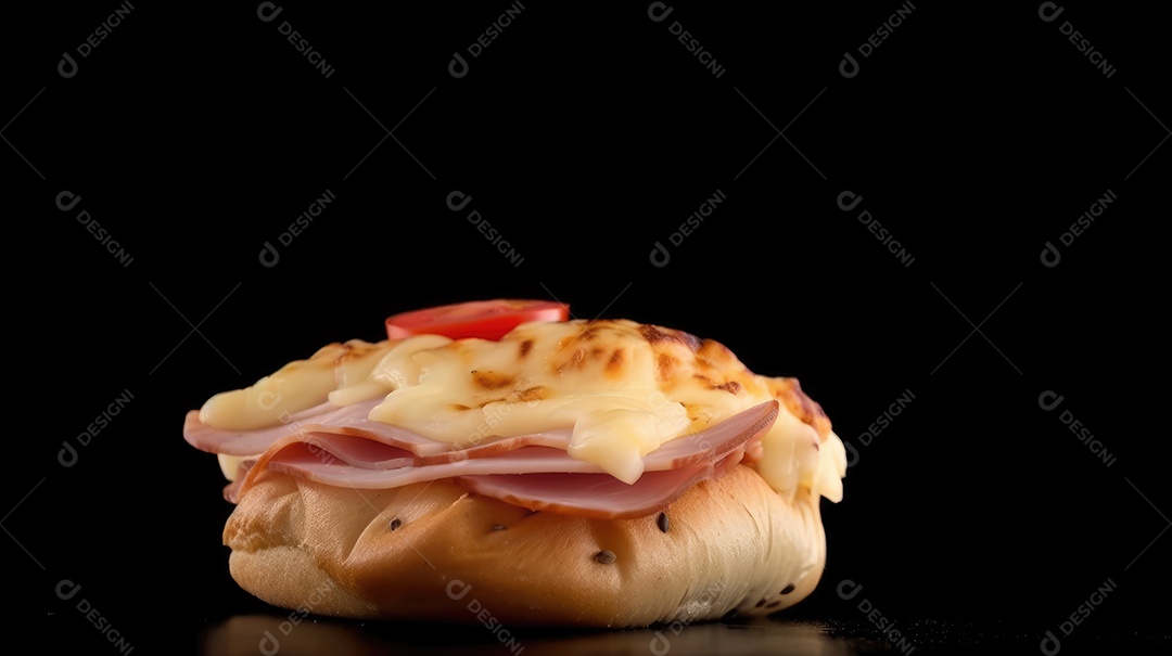 Um delicioso sanduíche tradicional de queijo e presunto no café da manhã e lanche da tarde