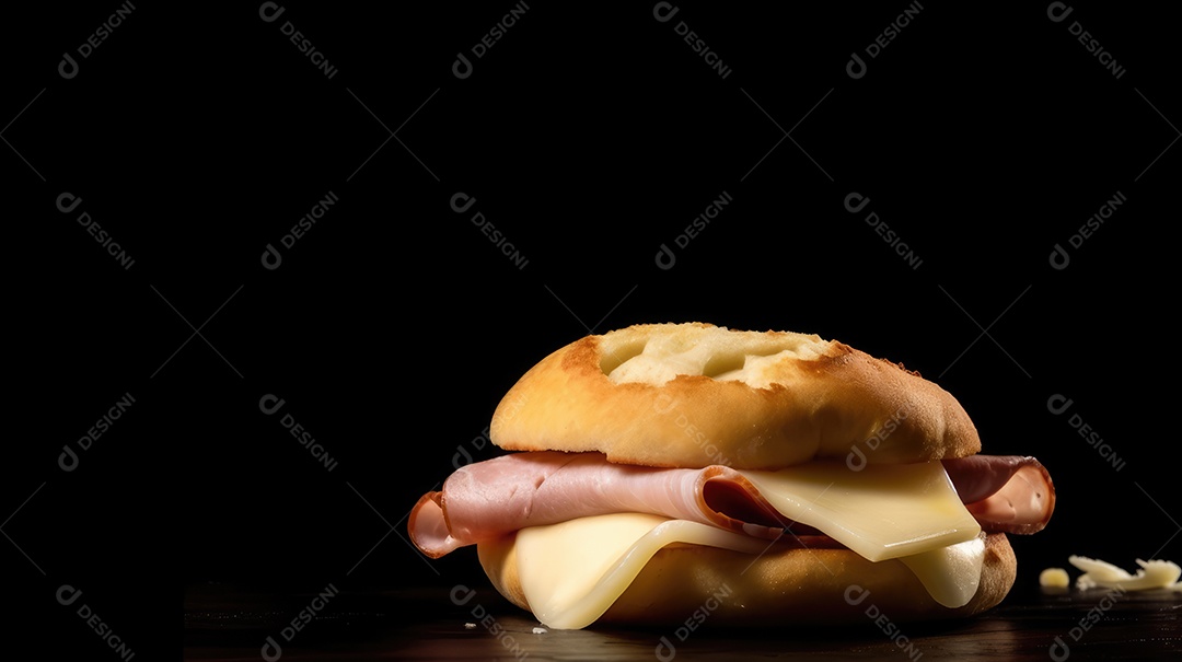 Um delicioso sanduíche tradicional de queijo e presunto no café da manhã e lanche da tarde