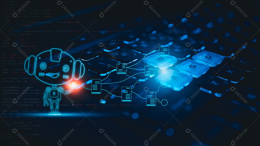 Teclado de computador e modelo de ícone de acesso à internet. Representa a transmissão de informações comerciais