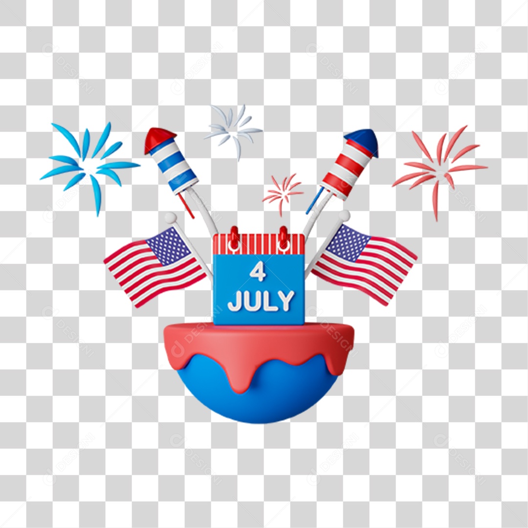 Elemento 3D Fogos Foguetes Festas para Composição PNG Transparente