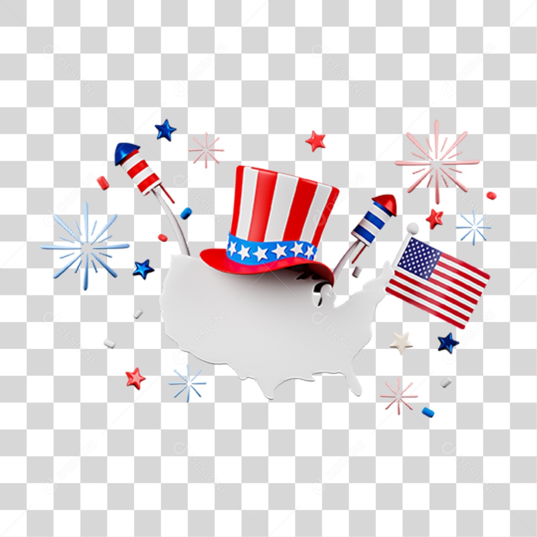 Elemento 3D Fogos Foguetes Festas para Composição PNG Transparente