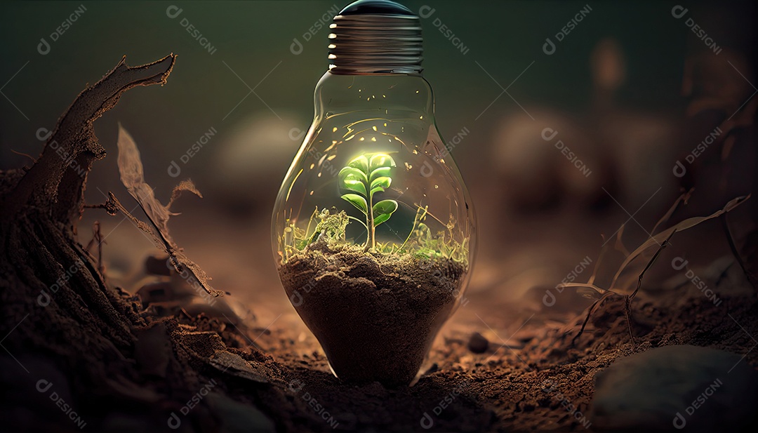 Energia Verde e um Futuro Brilhante Uma Lâmpada no Solo.