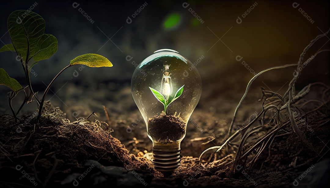 Energia Verde e um Futuro Brilhante Uma Lâmpada no Solo.