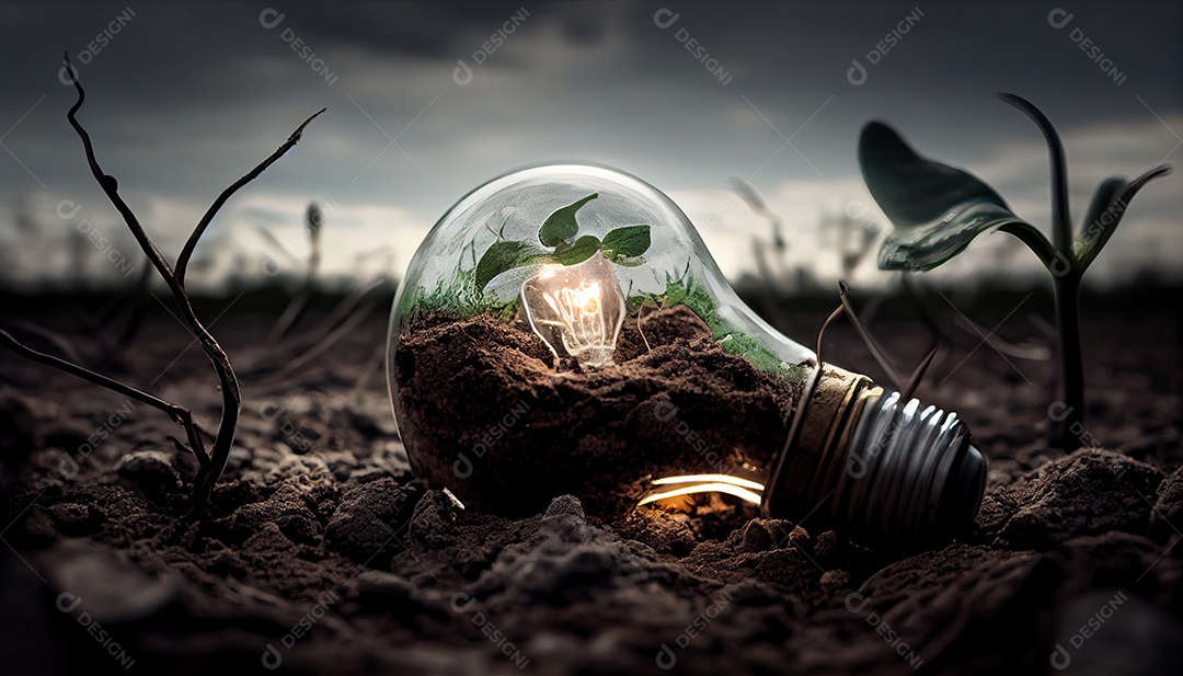 Energia Verde e um Futuro Brilhante Uma Lâmpada no Solo.