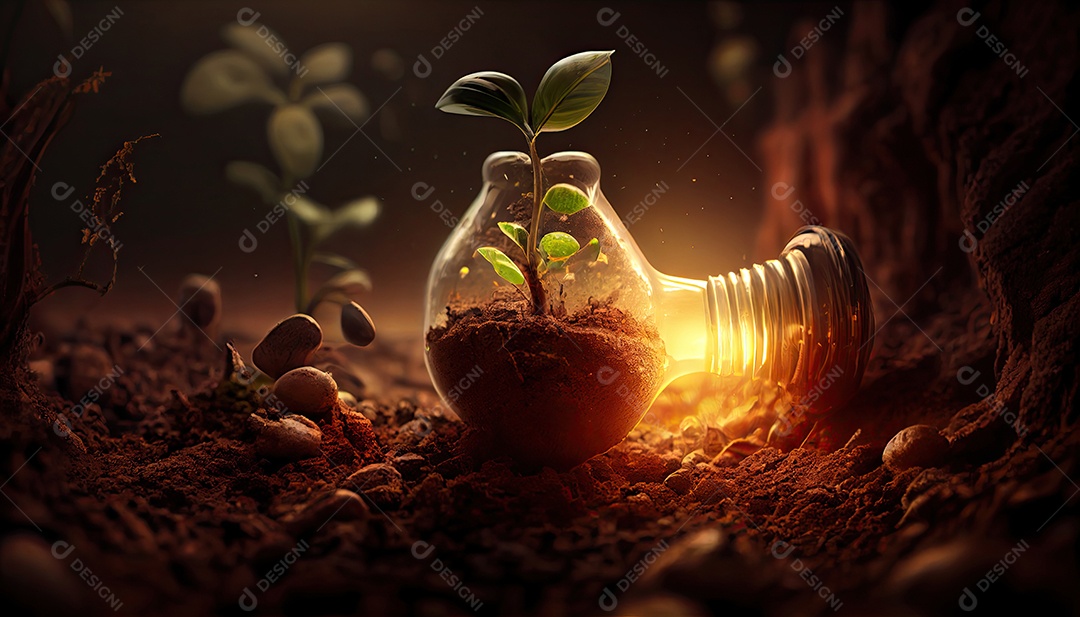 Energia Verde e um Futuro Brilhante Uma Lâmpada no Solo.