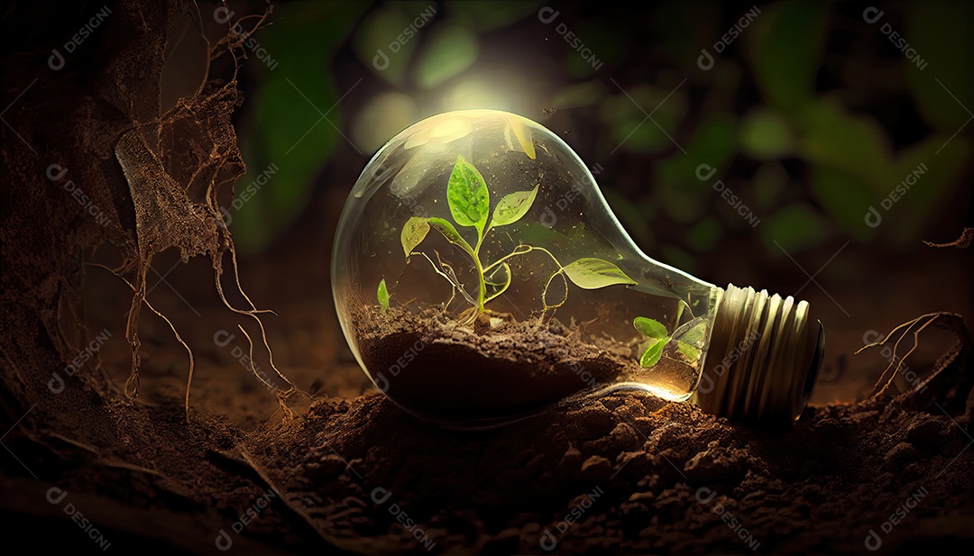 Energia Verde e um Futuro Brilhante Uma Lâmpada no Solo.