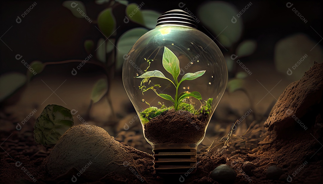 Energia Verde e um Futuro Brilhante Uma Lâmpada no Solo.