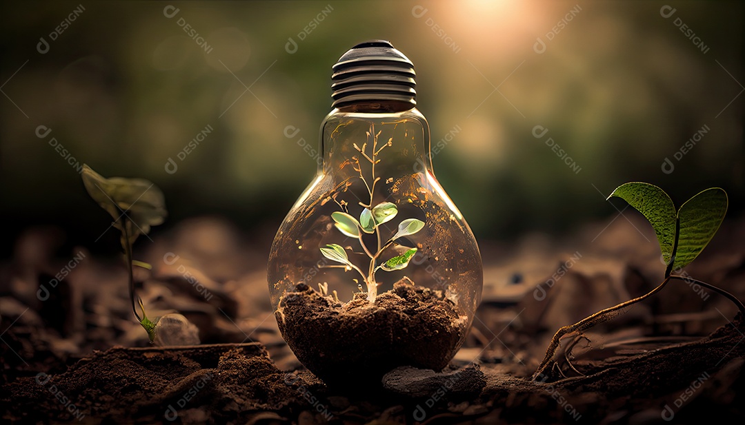 Energia Verde e um Futuro Brilhante Uma Lâmpada no Solo.