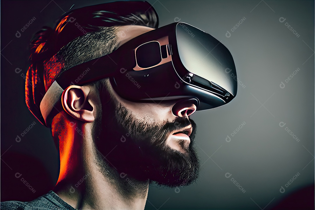 Conceito de metaverso e elementos do mundo virtual. fone de ouvido de realidade virtual.