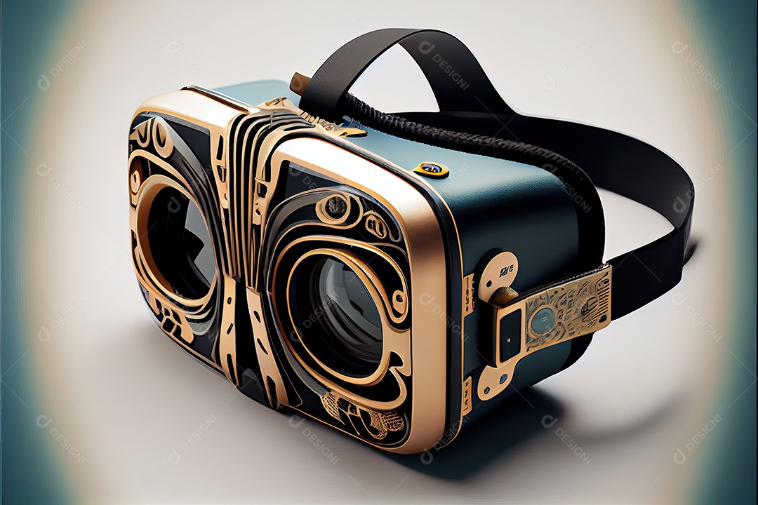 Conceito de metaverso e elementos do mundo virtual. fone de ouvido de realidade virtual.