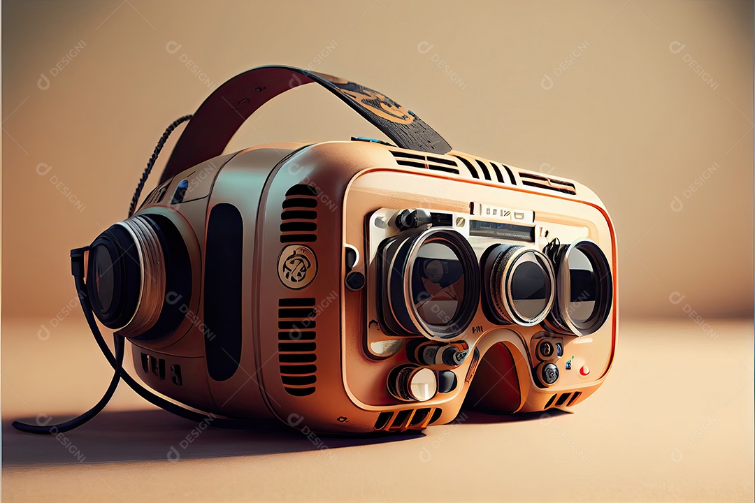 Conceito de metaverso e elementos do mundo virtual. fone de ouvido de realidade virtual.