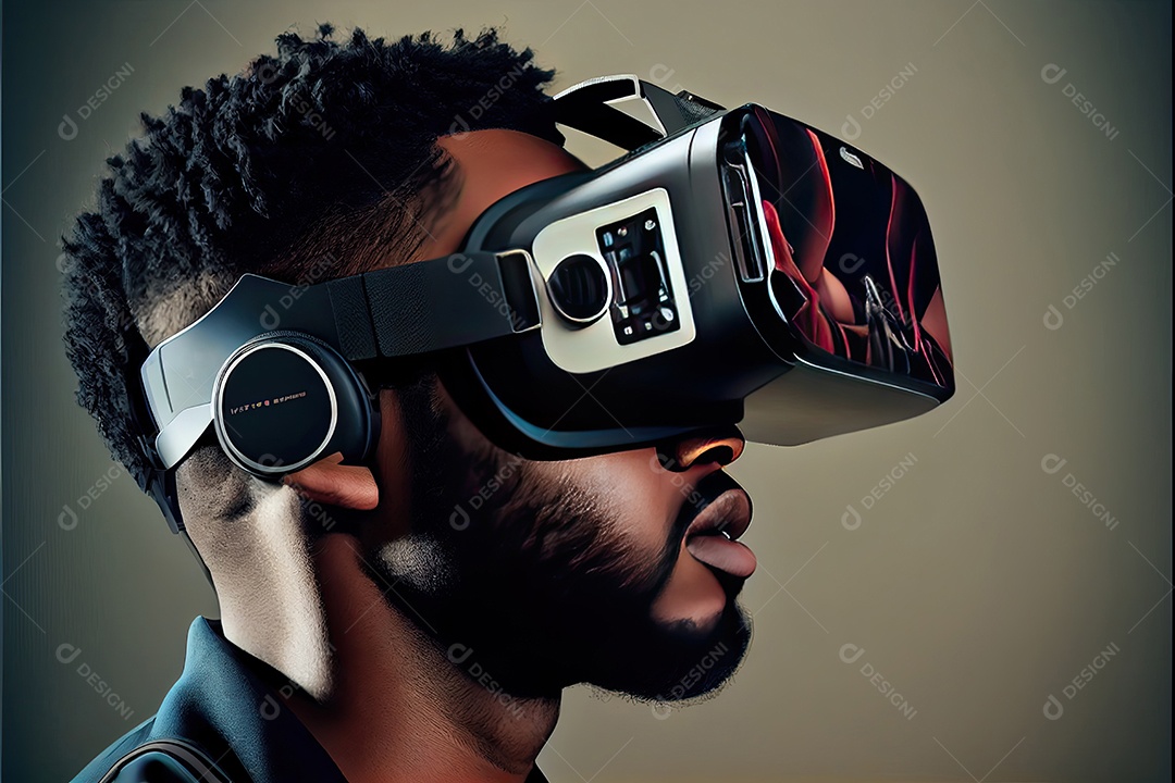 Conceito de metaverso e elementos do mundo virtual. fone de ouvido de realidade virtual.