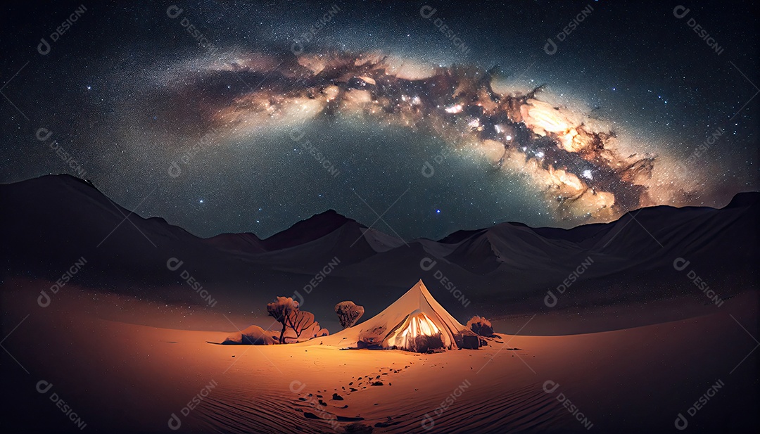 Estrelas da Via Láctea à noite.