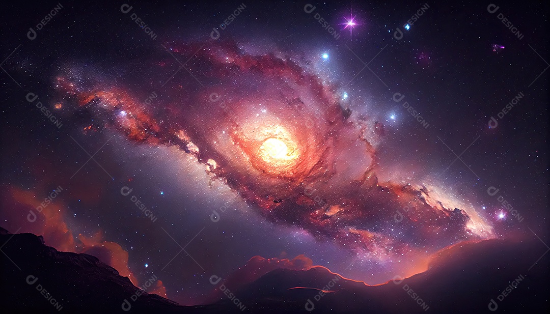 Estrelas da Via Láctea à noite.