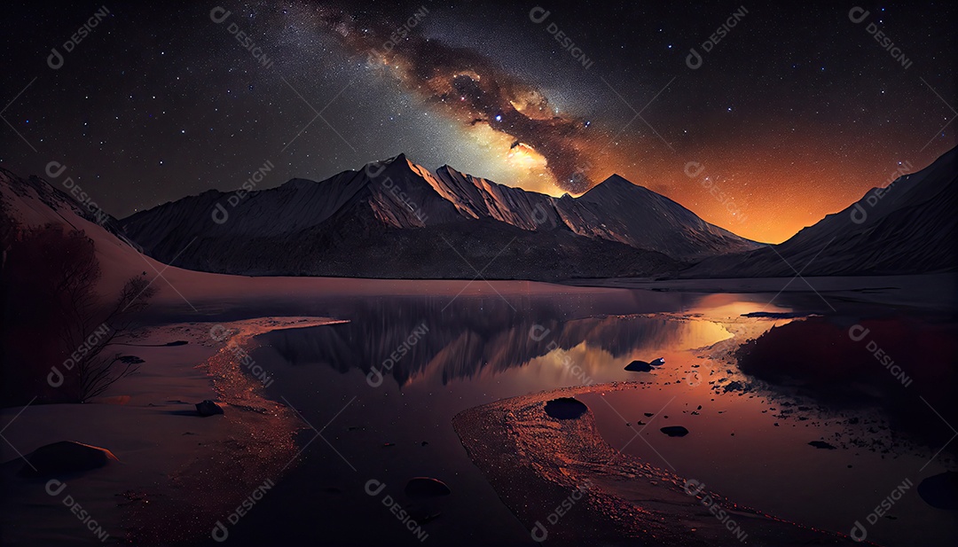 Estrelas da Via Láctea à noite.