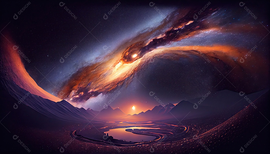 Estrelas da Via Láctea à noite.