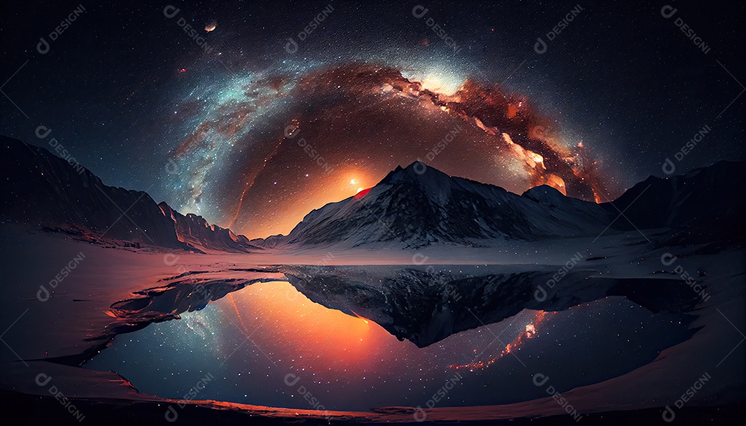 Estrelas da Via Láctea à noite.