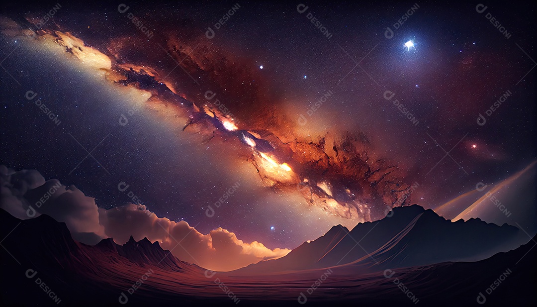 Estrelas da Via Láctea à noite.