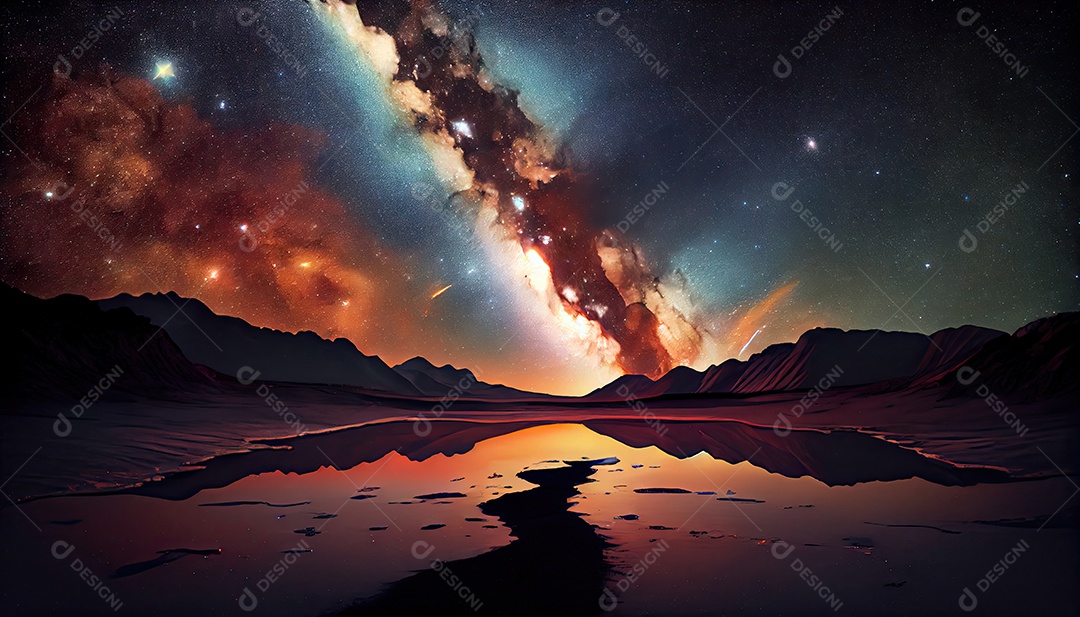 Estrelas da Via Láctea à noite.