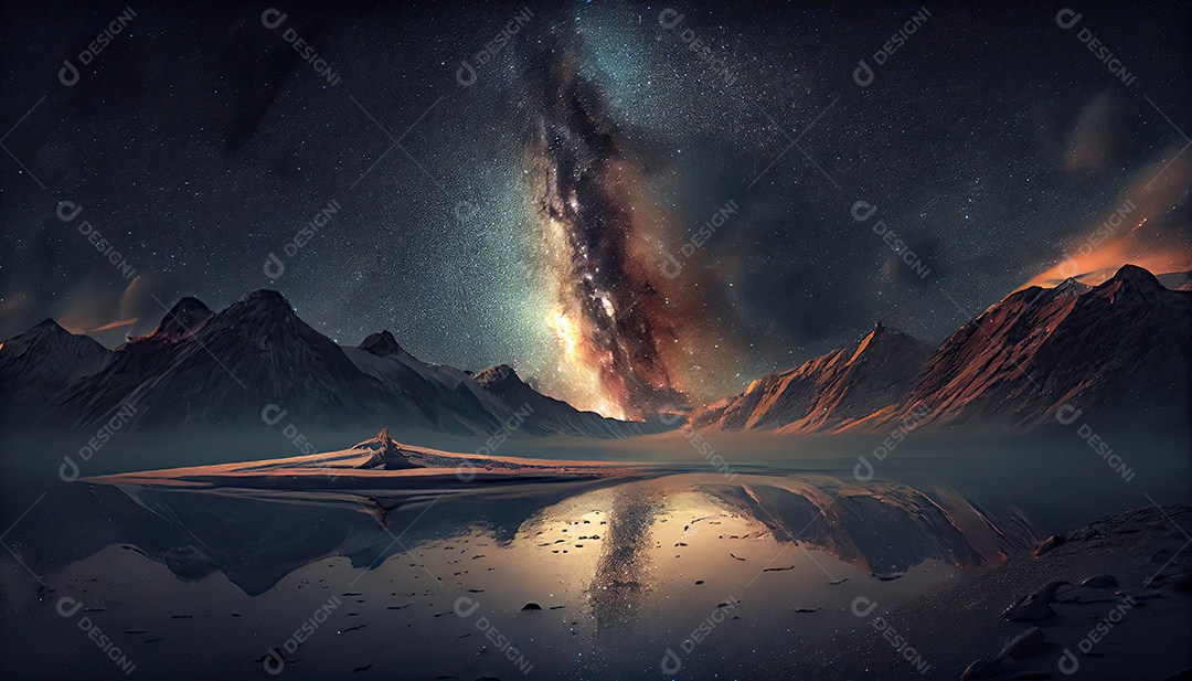 Estrelas da Via Láctea à noite.