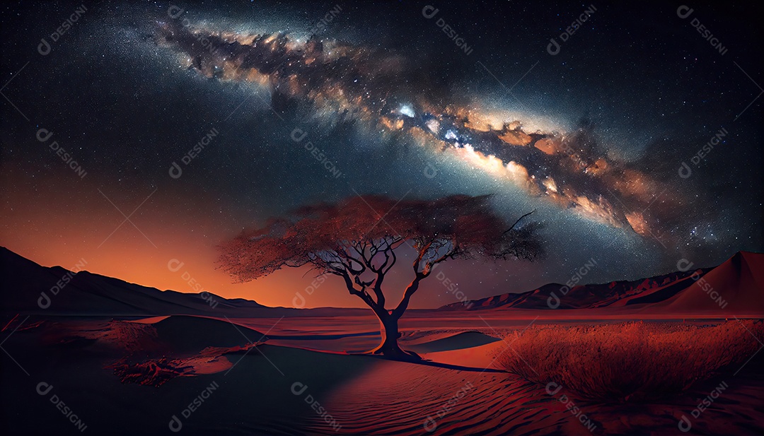 Estrelas da Via Láctea à noite.