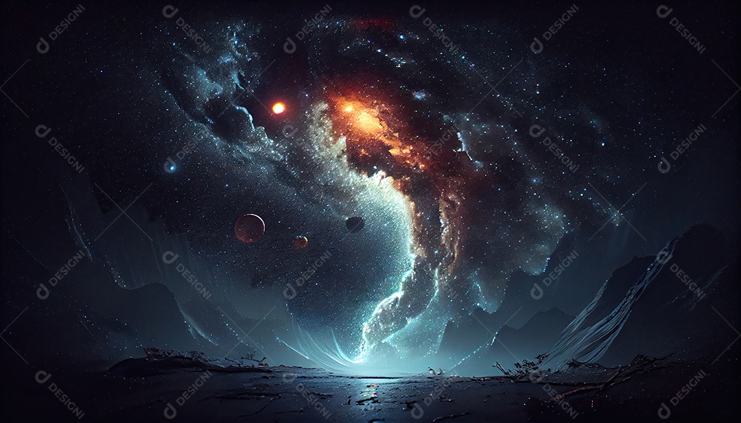 Estrelas da Via Láctea à noite.