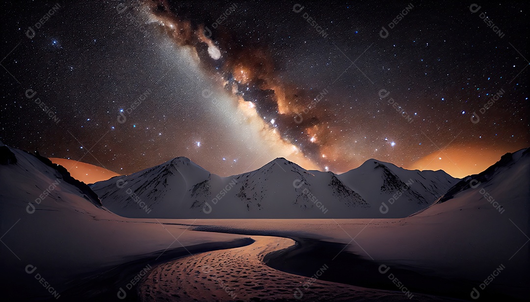 Estrelas da Via Láctea à noite.